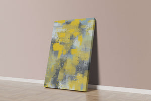 Abstract Yellow and Gray Geometric Art with Textured Patterns - Mi tienda