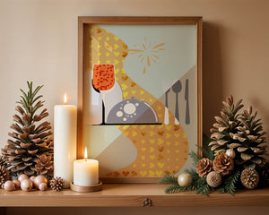 Elegant Dining Setting with Red Wine Glass and Gold Accents - Mi tienda