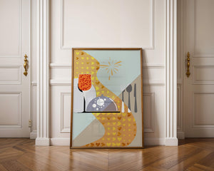 Elegant Dining Setting with Red Wine Glass and Gold Accents - Mi tienda