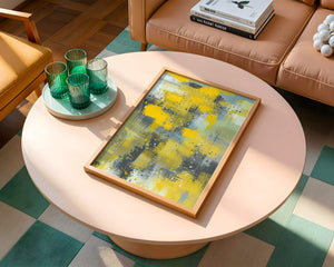 Abstract Yellow and Gray Geometric Art with Textured Patterns - Mi tienda