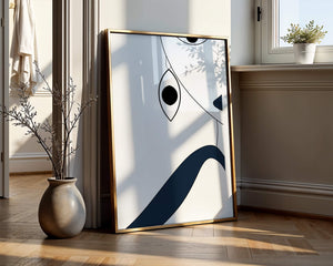 Abstract Minimalist Art with Geometric Shapes and Earring Detail - Mi tienda