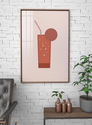 Minimalist Illustration of a Chocolate Drink with Straw and Window Background - Mi tienda