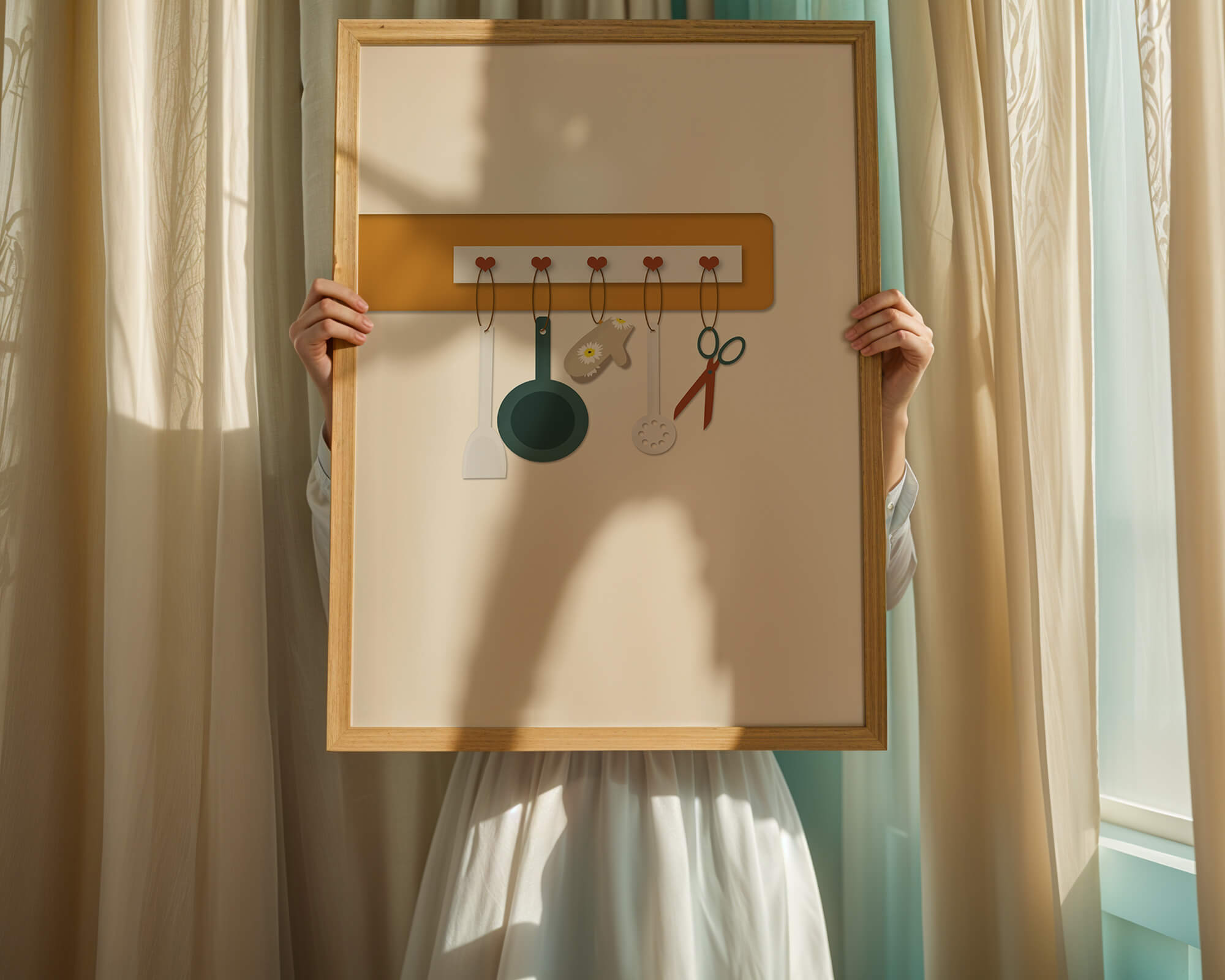 Kitchen Utensils Hanging on a Wall with Heart Hooks - Mi tienda