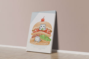 Playful Cats in a Burger with Tomato and Lettuce Topped with a Cherry - Mi tienda