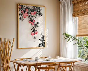 Watercolor Floral Illustration with Red Berries on Branch - Mi tienda