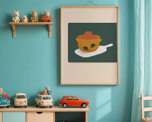 Orange Pot with Green Leaf Design on Cutting Board - Mi tienda
