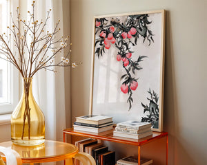 Watercolor Floral Illustration with Red Berries on Branch - Mi tienda