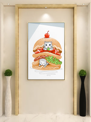 Playful Cats in a Burger with Tomato and Lettuce Topped with a Cherry - Mi tienda