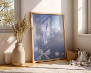 Carnations With Sparkles And Ribbon On Blue Background - Mi tienda