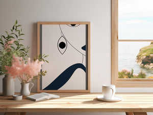 Abstract Minimalist Art with Geometric Shapes and Earring Detail - Mi tienda