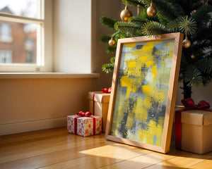 Abstract Yellow and Gray Geometric Art with Textured Patterns - Mi tienda