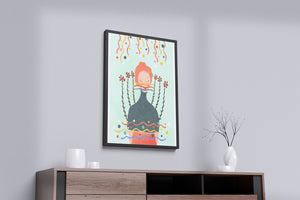 Whimsical Abstract Art of a Woman with Flowers and Streamers - Mi tienda