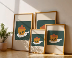 Orange Pot with Green Leaf Design on Cutting Board - Mi tienda