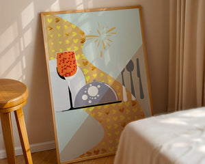 Elegant Dining Setting with Red Wine Glass and Gold Accents - Mi tienda