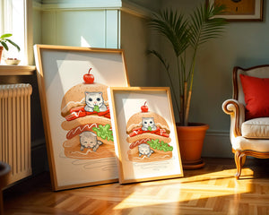Playful Cats in a Burger with Tomato and Lettuce Topped with a Cherry - Mi tienda