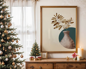 Elegant Botanical Illustration With Mandala Vase - Mi tienda