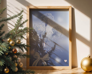 Carnations With Sparkles And Ribbon On Blue Background - Mi tienda