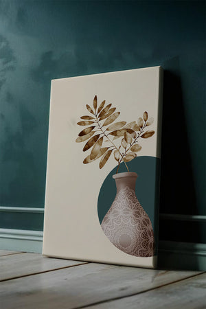 Elegant Botanical Illustration With Mandala Vase - Mi tienda