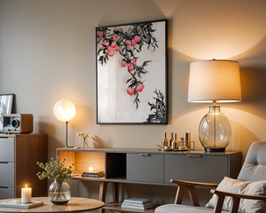 Watercolor Floral Illustration with Red Berries on Branch - Mi tienda