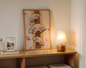 Elegant Japanese Fans with Cherry Blossom Design on Textured Background - Mi tienda