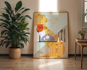 Elegant Dining Setting with Red Wine Glass and Gold Accents - Mi tienda