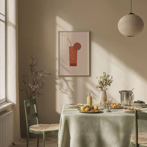 Minimalist Illustration of a Chocolate Drink with Straw and Window Background - Mi tienda