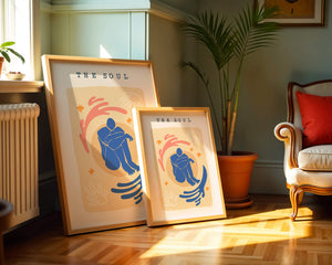 Contemplative Abstract Human Figure with Vibrant Colors and Bold Lines - Mi tienda