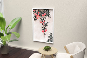 Watercolor Floral Illustration with Red Berries on Branch - Mi tienda