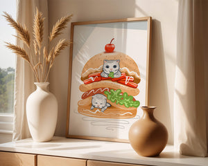 Playful Cats in a Burger with Tomato and Lettuce Topped with a Cherry - Mi tienda