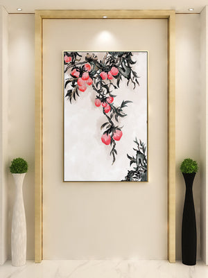 Watercolor Floral Illustration with Red Berries on Branch - Mi tienda