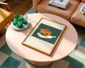 Orange Pot with Green Leaf Design on Cutting Board - Mi tienda