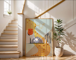 Elegant Dining Setting with Red Wine Glass and Gold Accents - Mi tienda