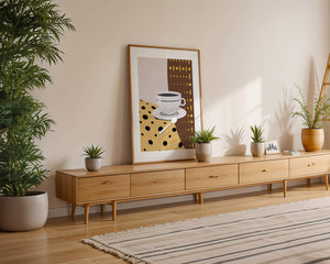 Contemporary Coffee Art with Geometric Patterns and Gold Accents - Mi tienda