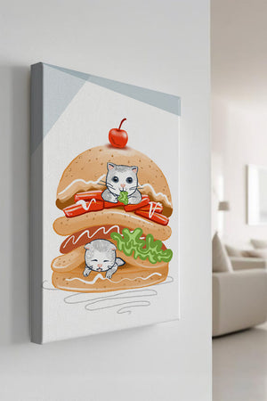 Playful Cats in a Burger with Tomato and Lettuce Topped with a Cherry - Mi tienda