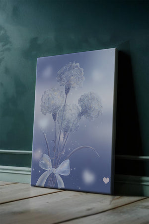 Carnations With Sparkles And Ribbon On Blue Background - Mi tienda