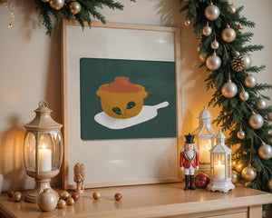 Orange Pot with Green Leaf Design on Cutting Board - Mi tienda