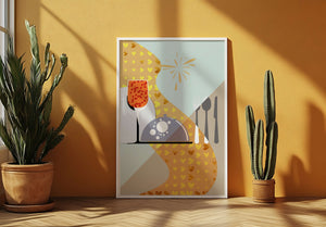 Elegant Dining Setting with Red Wine Glass and Gold Accents - Mi tienda