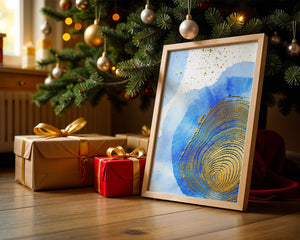 Abstract Watercolor Art with Gold Accents and Circular Pattern Design - Mi tienda