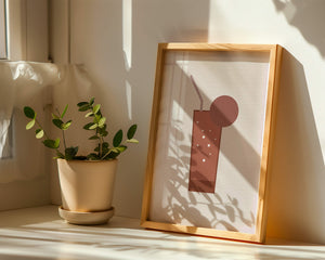 Minimalist Illustration of a Chocolate Drink with Straw and Window Background - Mi tienda