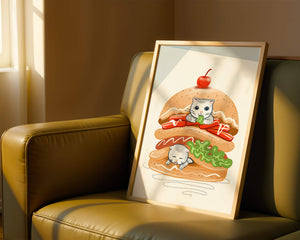 Playful Cats in a Burger with Tomato and Lettuce Topped with a Cherry - Mi tienda