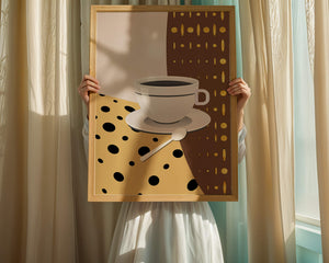 Contemporary Coffee Art with Geometric Patterns and Gold Accents - Mi tienda