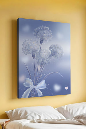 Carnations With Sparkles And Ribbon On Blue Background - Mi tienda