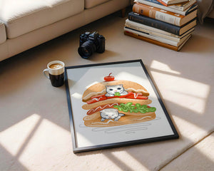 Playful Cats in a Burger with Tomato and Lettuce Topped with a Cherry - Mi tienda