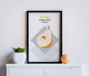 Pear illustration with modern minimalistic design and soft color palette - Mi tienda