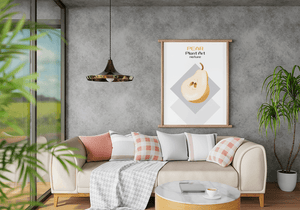 Pear illustration with modern minimalistic design and soft color palette - Mi tienda