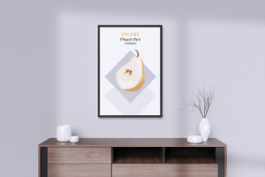 Pear illustration with modern minimalistic design and soft color palette - Mi tienda