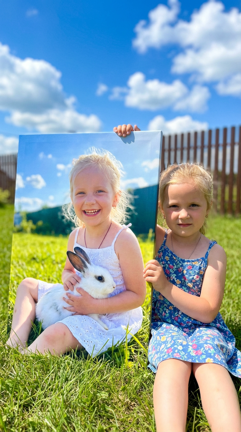 Cuadros personalizados de fotos de niños en lienzo – premium