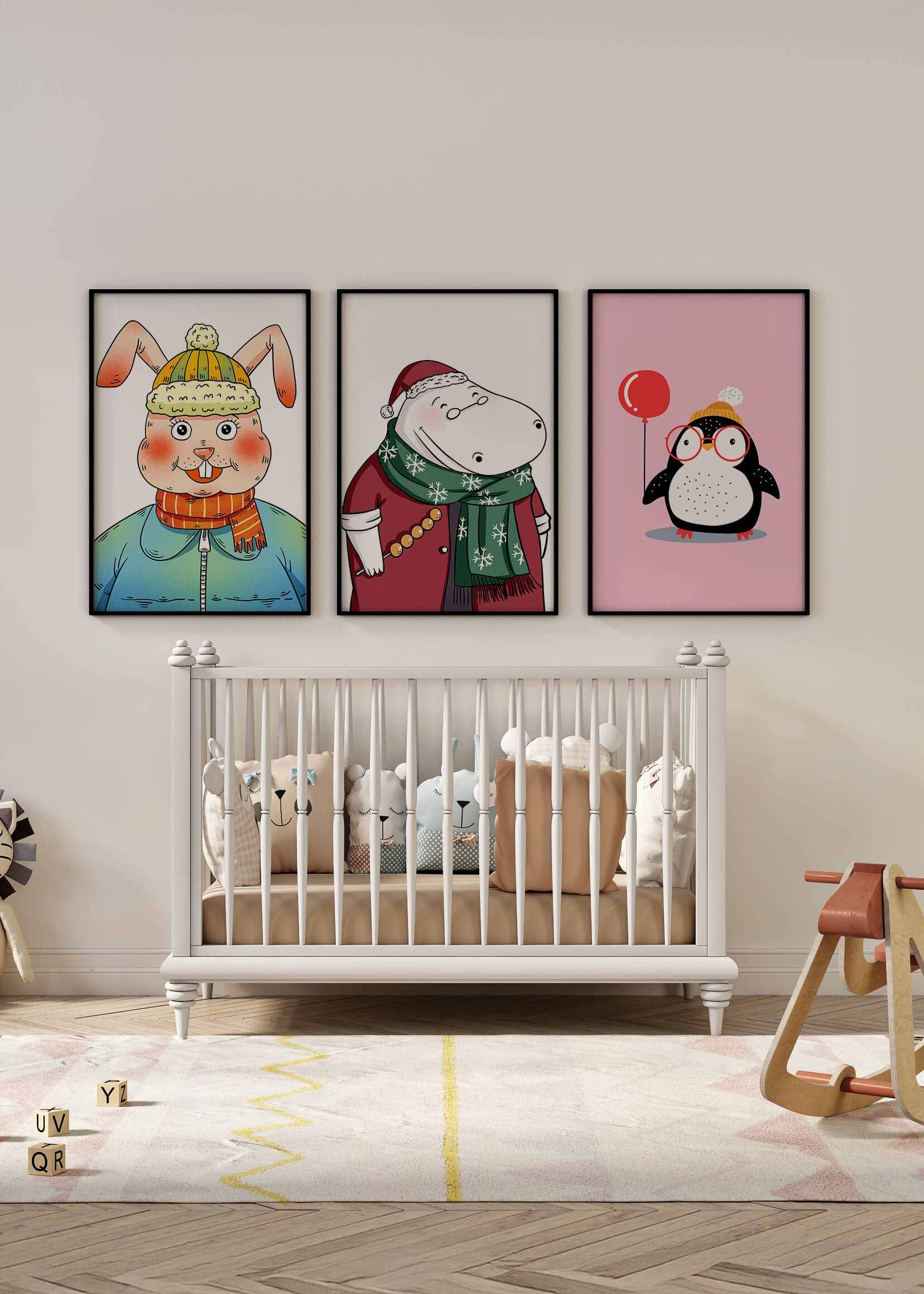 Arte Infantil Con Animales Divertidos Para Decoración