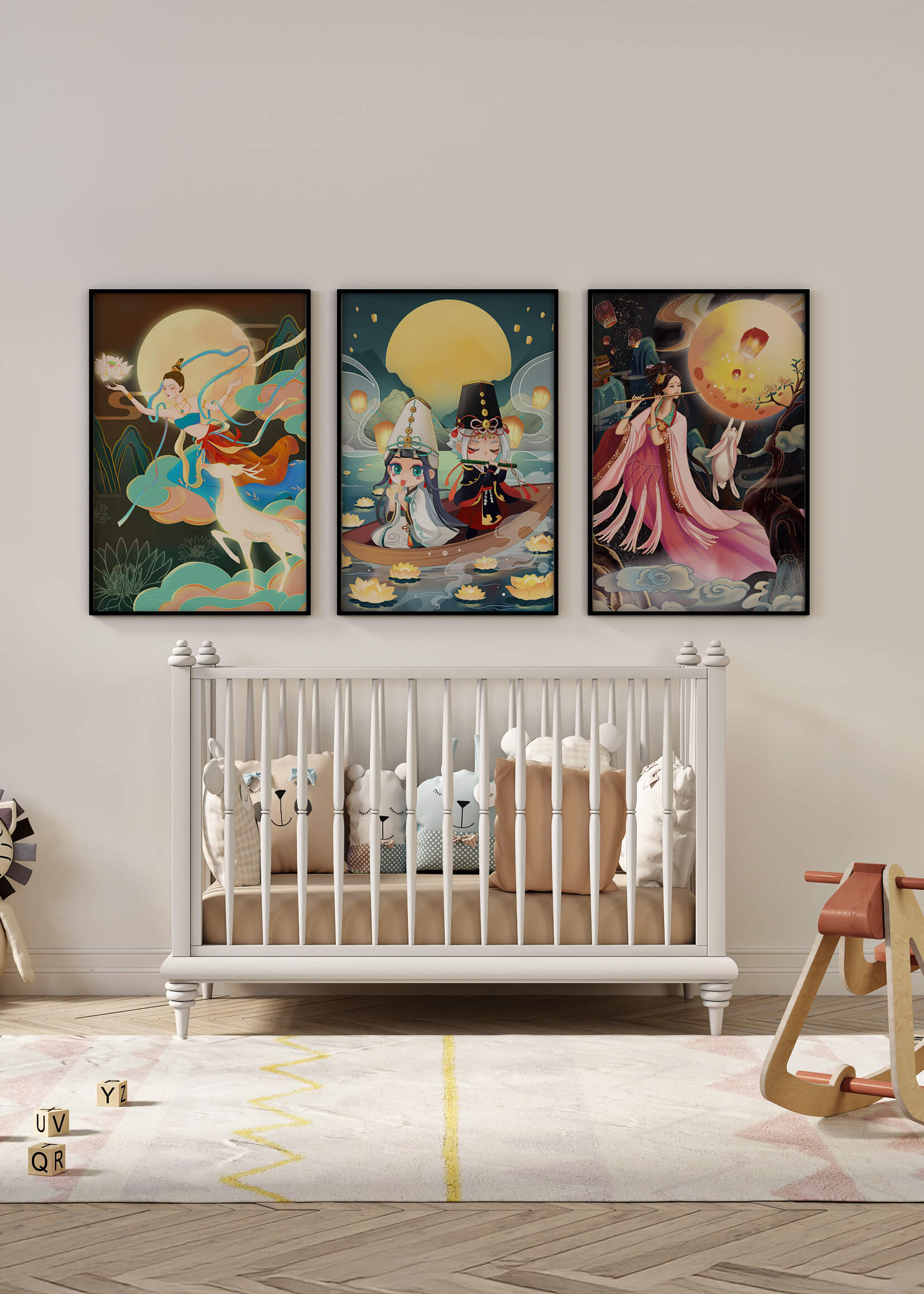 Pinturas De Fantasía Con Luna Llena Y Personajes Mitológicos