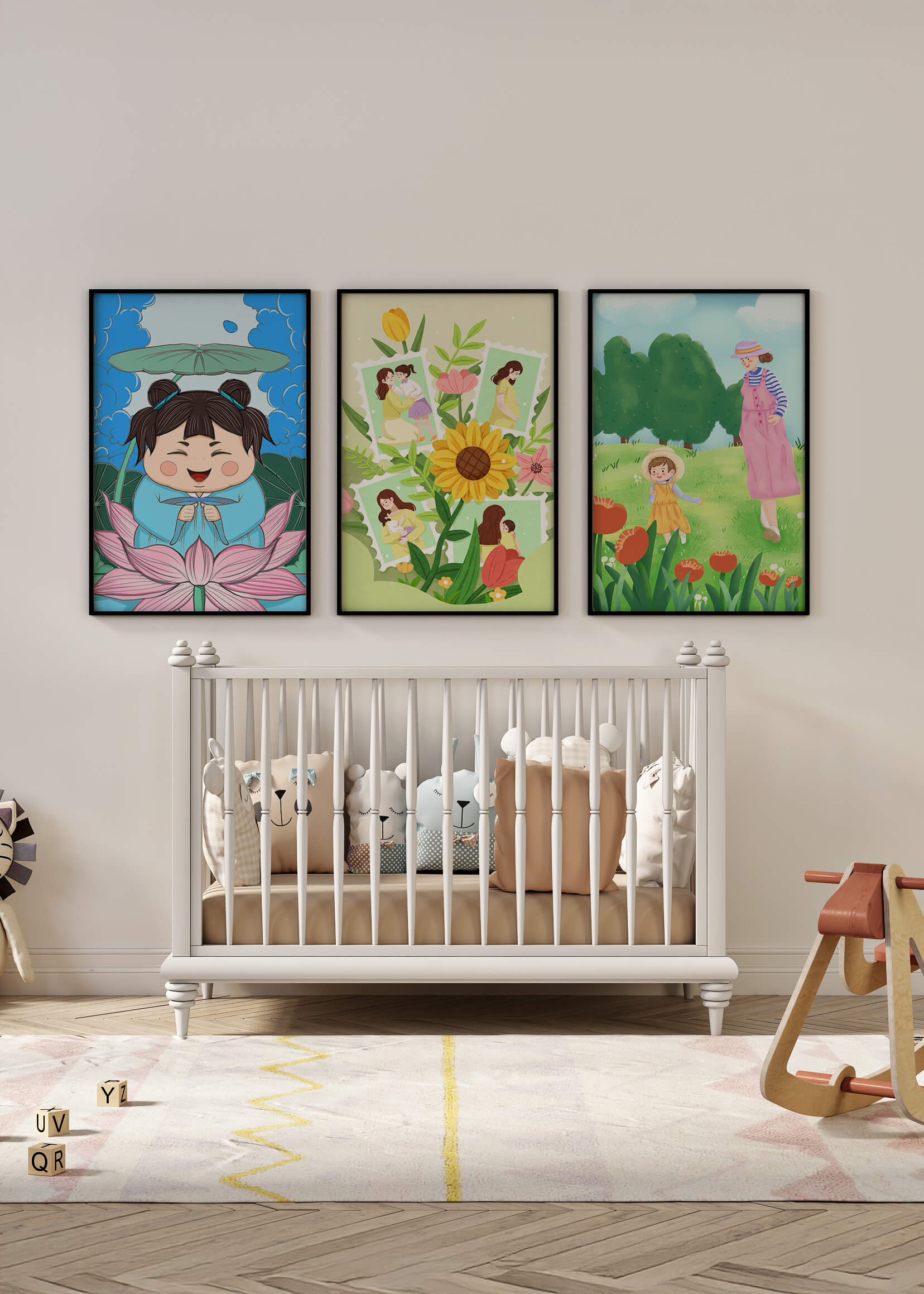 Ensemble d’illustrations modernes au style enfantin